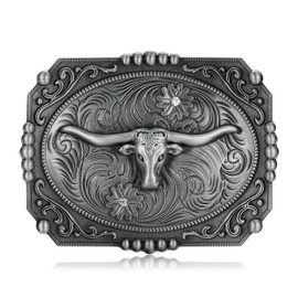 Western Cowboy Belt Buckle for Men, Texas Longhorn Bull Belt Buckle, Cowboy Cowgirl Accessories for Men Women Boys Gifts