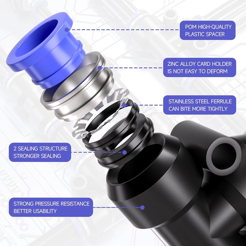 Bwintech 12 x 12 mm 3-way T-piece, pneumatic plug-in connection,