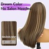 Eawwii Wig with Bangs for Women,Brown Blonde Synthetic 4x4 Scalp