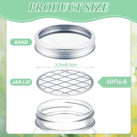 WOPPLXY 40 PCS Mason Jar Flower Insert Lid for Regular Mouth, Metal Mason Jar Flower Organizer Lid, Insert Mason Jar Lids with Straw Hole for Regular Mouth Mason Jars