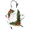 Ambesonne Christmas Apron, Noel Themed Illustration Fir Tree Ornaments Classical