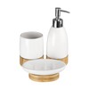 Premier Housewares Earth Bathroom Set-White/Bamboo-3 Piece, Dolomite, 20 x 21
