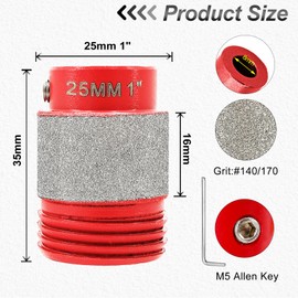 Stained Glass Diamond Grinder Bit - FOCSTOL 1pc 1 Inch Glass Grinder Bit Head Tools with M5 Allen Wrench, Brass Core Stained Glass Grinder Bit and Supplies for Stained Glass