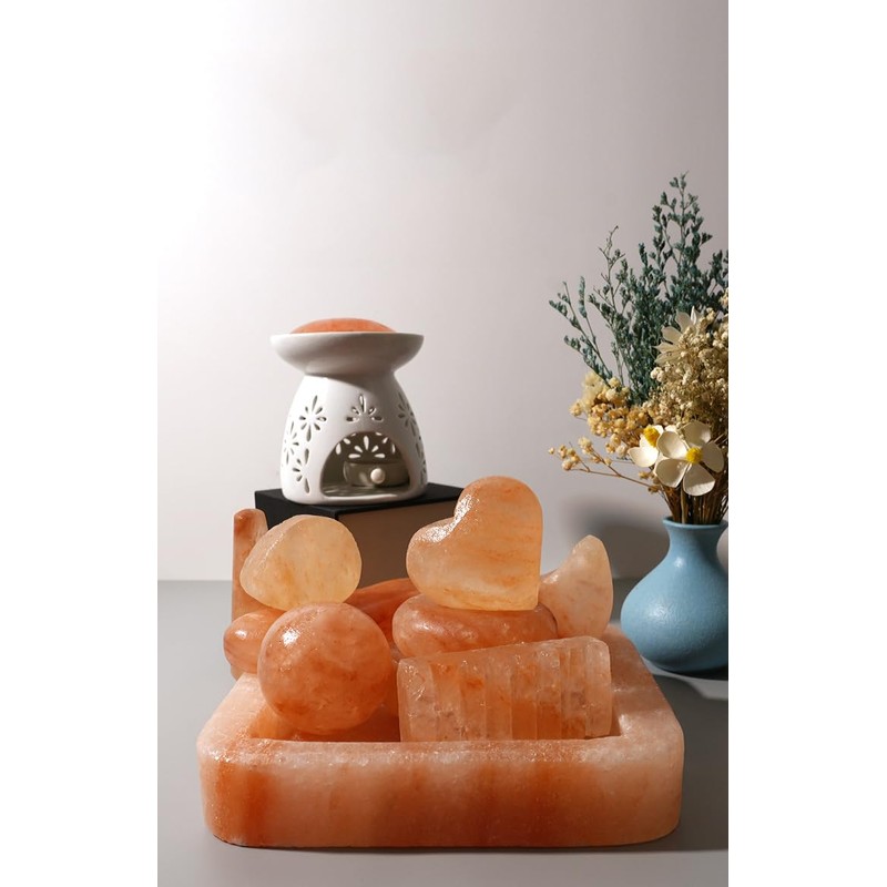 Windfulogo 2 Pcs Himalayan Salt Massage Stones Hot Massage Cold