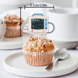 18pcs Glitter Stethoscope Medical Detector Dessert Cupcake Topper Pick for Nurse Doctor Medical Equipment Theme Decorations Men Women Happy Birthday Party Decor Supplies