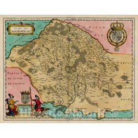 Historic Map : Valesium Ducatus - Valois, 1642, Willem Janszoon Blaeu, Vintage Wall Art : 30in x 24in