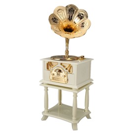 Phonograph Music Box Jewelry Compartment Retro Bright Colors Rotating Disc Musical Box for Tabletop Decoration