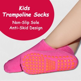 DECOVICI Non-Slip Trampoline Kids Socks Slipper Socks with Grips for Boys 2-13 Years Train Home 6 Pairs(Multicolor2,M)