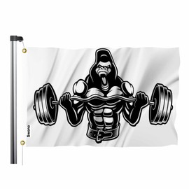 Swono Gorilla Weightlifting Flag Barbell Fitness Theme Bodybuilder Gym Outdoor Garden Flag Indoor Flag Home Decor Standing Farm Flag Banner 3x5ft