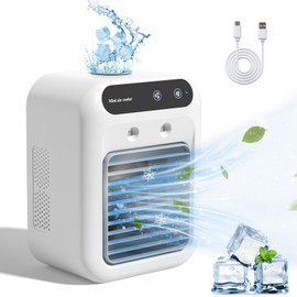 Portable Air Conditioners, Personal Mini Air Cooler Portable, 120° Head Shaking Design & 3 Wind Speed & 7 LED Light, Room Air Conditioner for 2 Cool Air Spray Personal Air Cooler for Room and Office