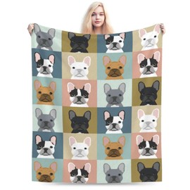 Dog French Bulldog Blanket Soft Comfy Flannel Throw Blankets Lightweight Warm Bed Throws Plush for Couch Sofa Camping Office Travel Home Bedroom Decor Girls Boys Women Men Gifts 60"X50"