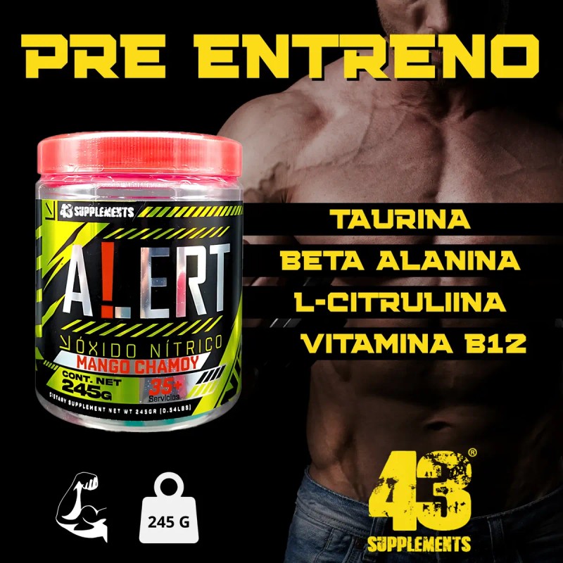 Pre Entreno Alert Óxido Nítrico 43 Supplements 245 Gramos
