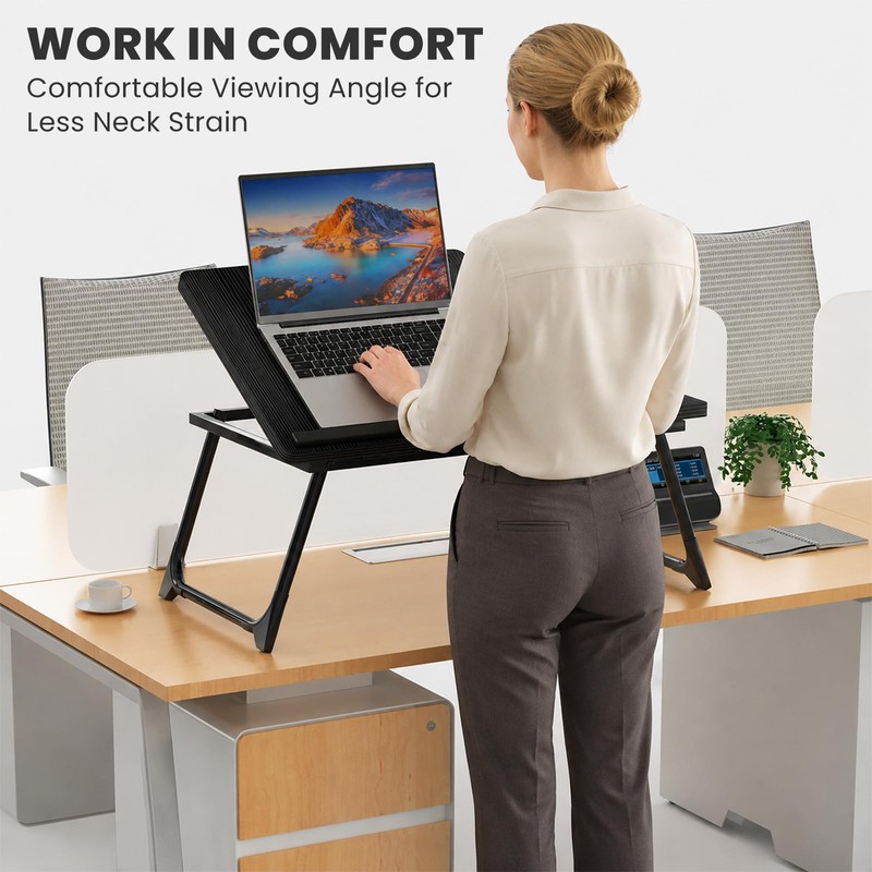 Laptop Bed Desk, 5-Angle Adjustable Bed Laptop Table with Cup