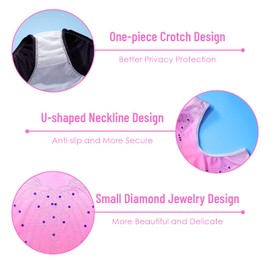 DoGeek Gymnastics Leotards for Girls Gradient Color Sparkle Leotard Dance Ballet (B68 Pink Long Sleeves, XL 12 (11-12 Years))