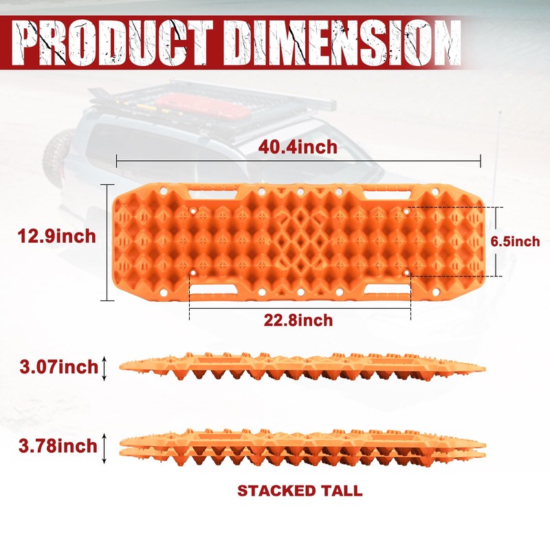 BUNKER INDUST Off-Road Traction Boards with Jack Base,Pair Recovery Track
