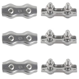 Rshuhx M5 Duplex Clamp 304 Stainless Steel Heavy Duty Wire Rope Clips Duplex Bolt Cable Clamp for Wire Rope Clotheslines Fixed Patio Hanging Sun Sails 6PCS