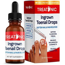 Treatonic Tratamiento de uñas encarnadas – Kit de alivio del dolor de uñas encarnadas y suavizante para un fácil recorte con tapas de gel de silicona