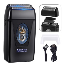 Hatteker Men's Rechargeable Electric Head Shaver with LCD Display Bald Shaver Electric Foil Shavercolor: Black, packaging types: Color Box, Plug Type: Usb