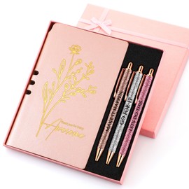 5Pcs Team Appreciation Gift Set for Employee A6 Leather Journal Notebook Pen with Gift Box Thank You Christmas Gift for Coworker Staff Medical Assistant Teacher Women Men(Rose Gold,Thank You)