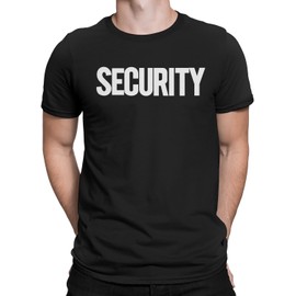 Men's Security T-Shirt Screen-Printed Front & Back (Black/White, 3XL)