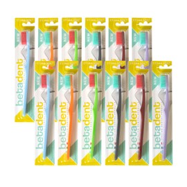 Betadent 12 Piece Brush Set Extra Soft Bristles Rounded Tips Anti Plaque Anatomical 12 Pieces Assorted Colours