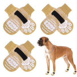 BEAUTYZOO Anti Slip Dog Socks for Small Medium Large Dogs with Grips Straps on Hardwood Floor Protection Wear, Traction Control 3 Pairs Double Side Paw Protector to Prevent Licking for Girl or Boy