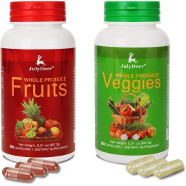 JulyDeer Fruits and Veggies Supplement Balance of Daily Nature 180 Capsules - 2 Bottles