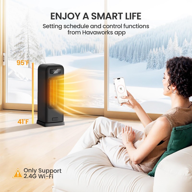 FLANUR Space Heater for Bedroom, Smart Electric Heater with WiFi