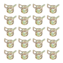 PATIKIL Spring Band Hose Clamps for 10.5-11.2mm OD Hose, 20 Pack Silicone Vacuum Constant Tension Band Clips for Fuel Line Silicone Air Hose Tube Water Pipe, Gold