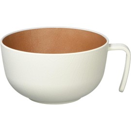 Yamanaka-nuri Naturel Soup Bowl with Handle, White & Brown M17381-9