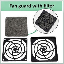 AERZETIX - C15117-80 x 80 mm protective grille for PC fan computer fan with dust filter for PC computer case - filter tight 45 ppi - made of plastic - colour black