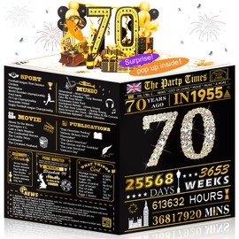 70th Birthday Cards Funny 3D Pop Up Gifts with Envelope for Women Men Anniversary Party Table Decorations Born In 1955 70 Year Old Poster Greeting Card for Grandma Grandad Mum Dad Husband Wife Her Him