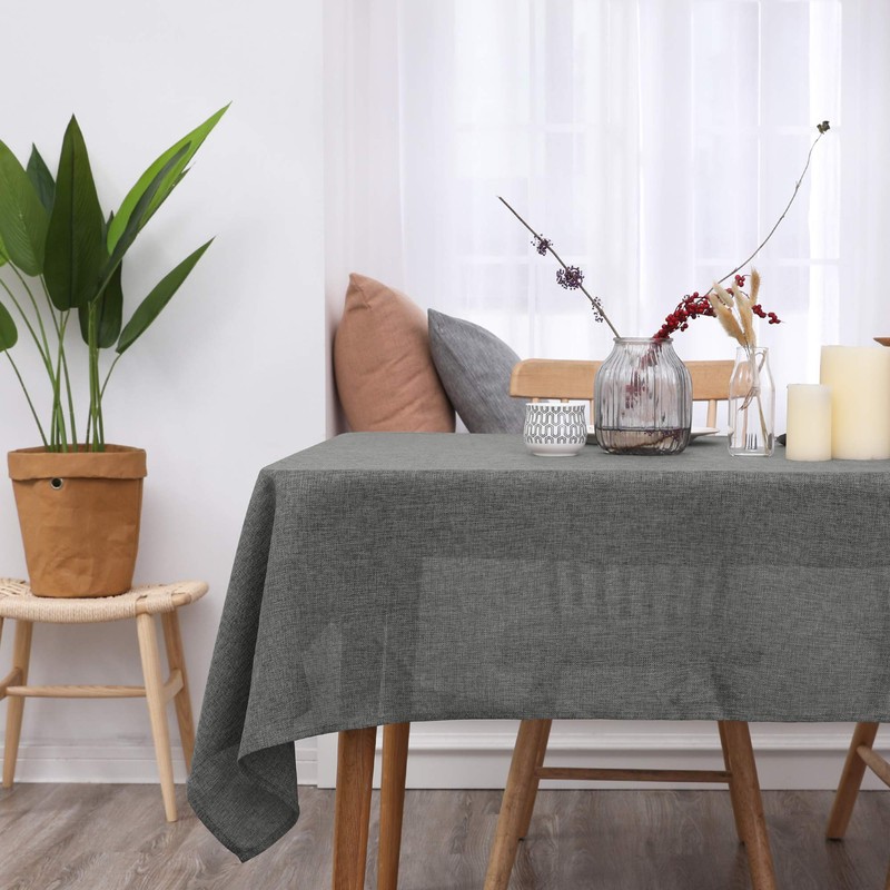 Deconovo Square Wipeable Faux Linen Table Cloth Water Resistant Tablecloth