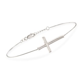 Ross-Simons Italian Sterling Silver Sideways Cross Bracelet. 7.5 inches