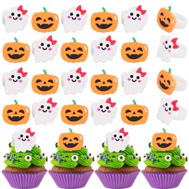 30pcs Halloween Cupcake Toppers Ghost Cupcakes Toppers Picks for Kids Baby Shower Halloweens Theme Party Decorations Supplies(Halloween)