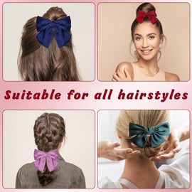 NiceYnn Haargummis mit Schleife, aus Satin, Scrunchies, Frisierzubehör für Damen und Mädchen, Bordeaux, Schwarz, 2 Stück