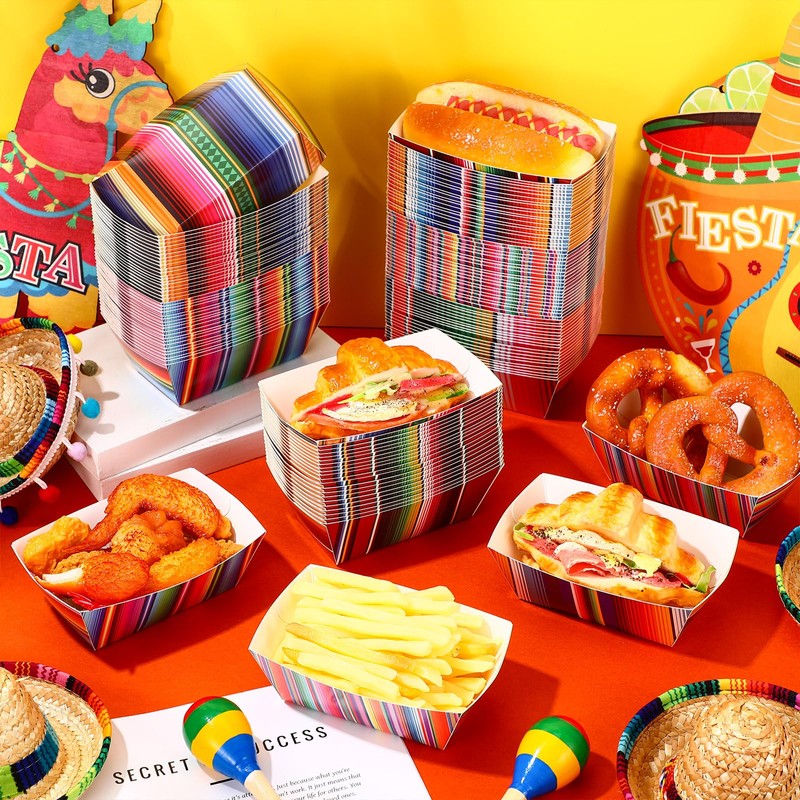 Pickmesh Pickmesh 120 Pcs Mexican Paper Food Trays Disposable Fiesta