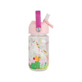 Floss & Rock Rainbow Fairy Drinks Bottle, 450ml, Tritan Material, with Retractable Spout + Extra Straw