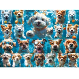 500 Piece Puzzle for Adults, Funny Puppy Animal Jigsaw Puzzles, Fun Cool Silly Puzzle with Underwater Dogs, 500 Pieces Birthday Party for Family Kids and Adults Funny Puzzle for Adults, 20.5×15 in