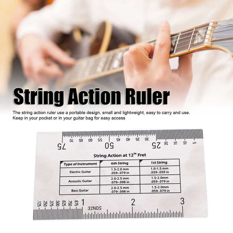 String Action Ruler Stainless Steel Height Gauge Replacement Guitar Repairing