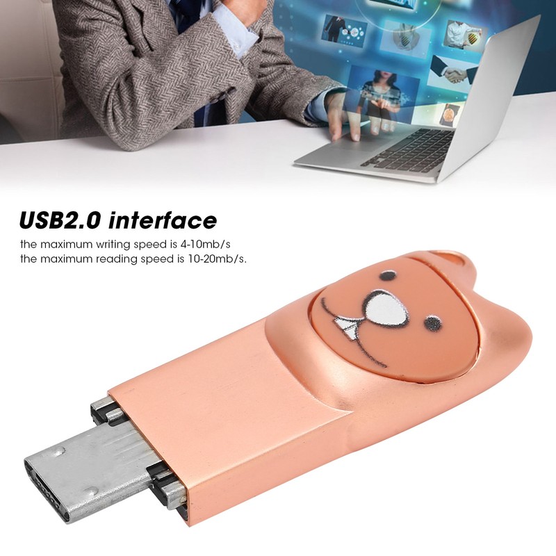 USB2.0 Flash Drive Cute Cartoon Portable Memory Stick with Adapter