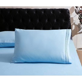 Mocassi Hotel Luxury 1800 Thread Count Bedding Pillowcases Standard Size Set of 2 - Pillow Covers - Pillow Protector - Cooling Pillowcases (Set of 2 Standard/Queen Size, Aqua Blue)