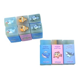 Mecyhomu Erasers 9 Pcs Cute Deep Sea Fish Shape, Anti-Aging, Soft Elastic Rubber Gel Pencil Eraser Set Stationery Novelty School Office Children Children Students DIY Drawing Carrying (Oean explorer)