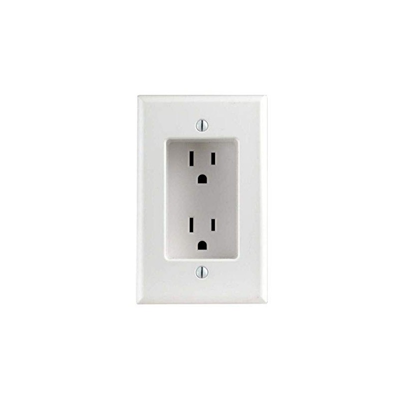 Leviton 689-W 15 Amp 1-Gang Recessed Duplex Receptacle, Residential Grade,
