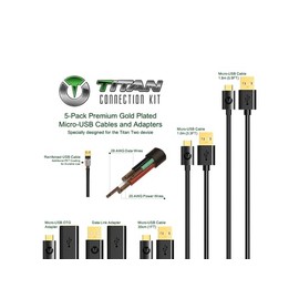 Titan Two Device Connection Kit [5-Pack] Premium Gold Plated Micro-USB Cables and Adapters for the Titan Two device: 3x Perfect Length Cables (30cm, 1.0m, 1.8m) + 1x OTG Adapter + 1x Data Link Adapter