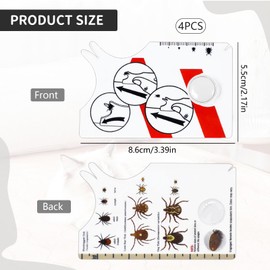 LIDEYE Pack of 4 Tick Cards with Magnifying Glass, Tick Card for People, Tick Card Children, Quickly and Gently Remove Ticks from Pet or People