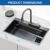 Black Nano Kitchen Sink 304 Stainless Steel Waterfall Sink Single