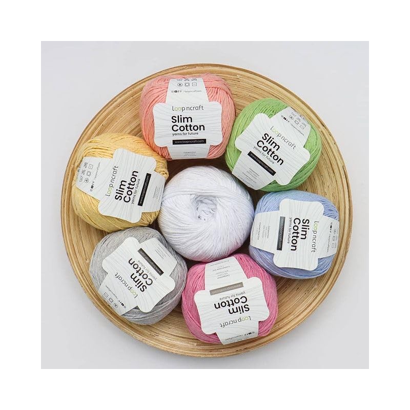 Slim Cotton Plus Set of 5, Pearl White, Loopncraft, 5
