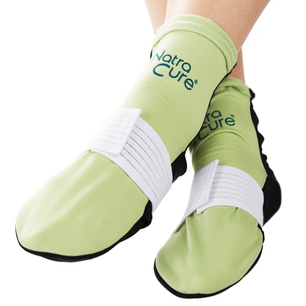 NatraCure Cold Therapy Socks (w/Compression Strap) - Reusable Ice Pack Arch Support Slippers, Plantar Fasciitis Relief - (Aid for Broken Foot, Heels, Pain, Swelling) - (Size: Large)