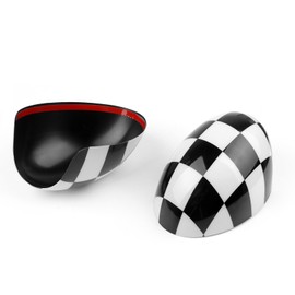 MAD HORNETS Two pieces classic Black/White Checkered design rear view mirror covers for Mini Cooper R55 R56 R57 R58 R60 R61 with Auto Powerfolding only